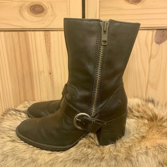 Born Black Heeled Boots with Buckle - Picture 7 of 16